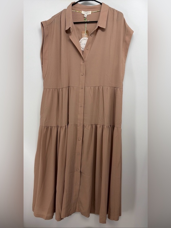 Umgee Dresses & Skirts - Umgee NWT Midi Dress Plus Size 1X Button Down Tiered Midi Dress Brown